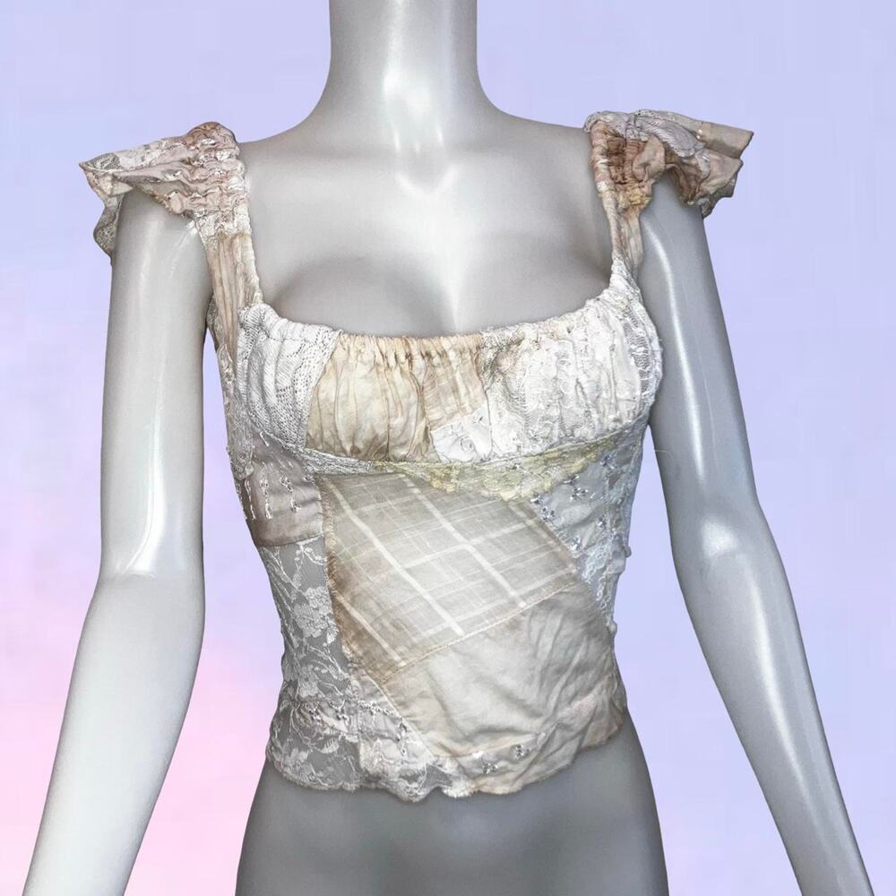 Fairycore milkmaid top vintage 90s y2k patchwork